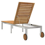 Sun Lounger Reclining Brown 207 x 58 x 35cm Solid Acacia wood