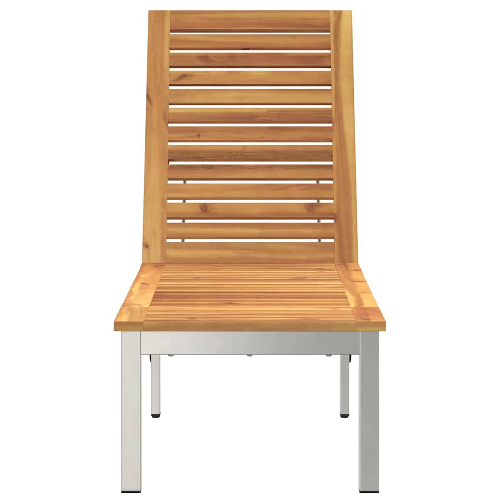Sun Lounger Reclining Brown 207 x 58 x 35cm Solid Acacia wood