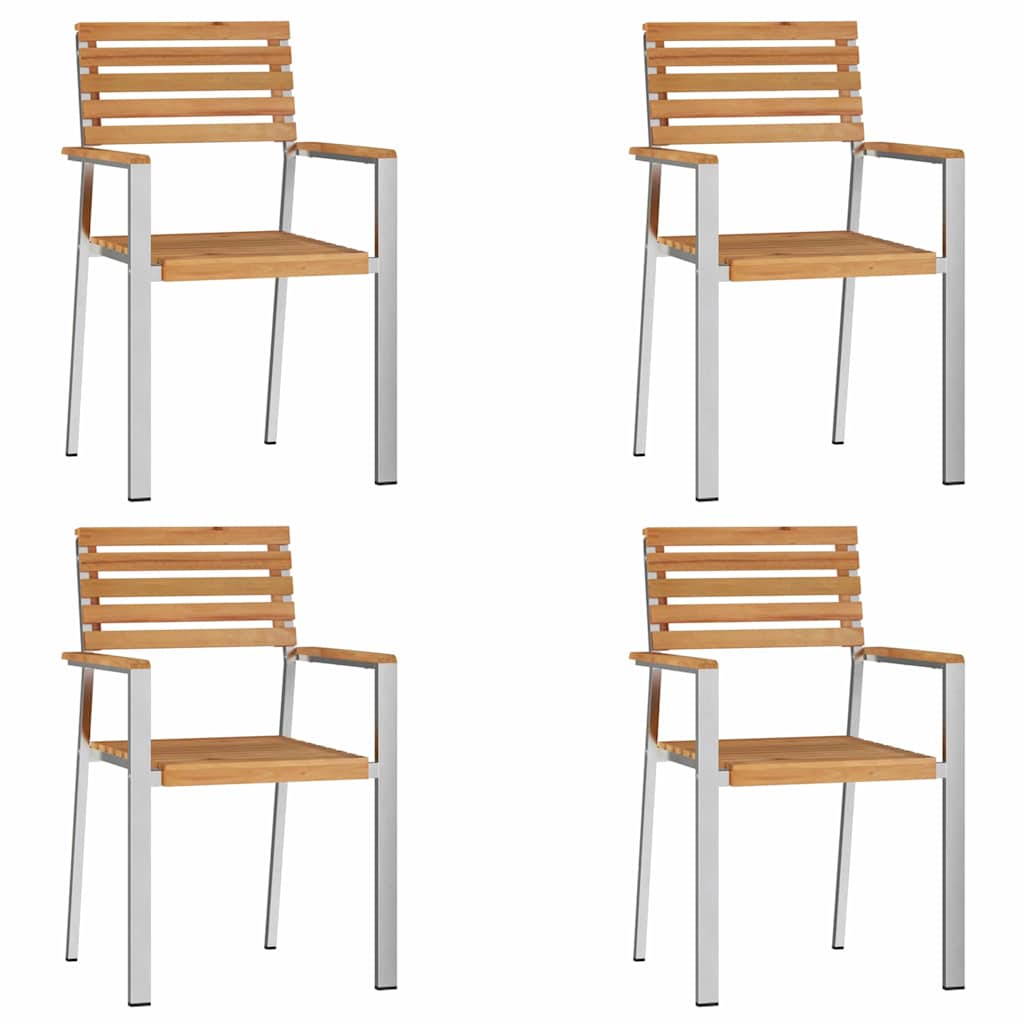 Garden Chair 4 pcs Oil Natural Solid Teak Wood
