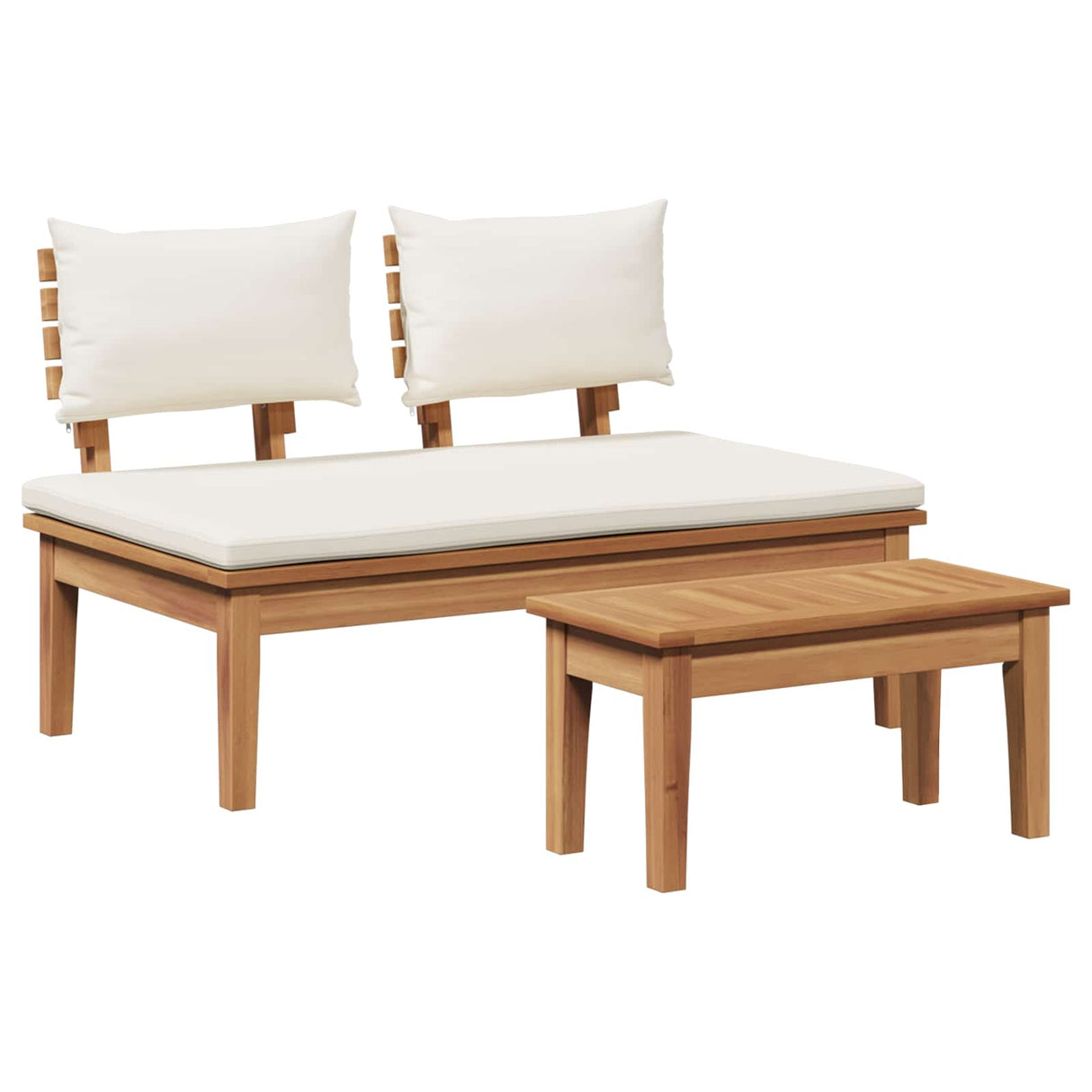 Garden Bench 2 pcs Cream and Brown Solid Teak wood