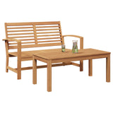 Bench 2 pcs Brown Solid Teak Wood