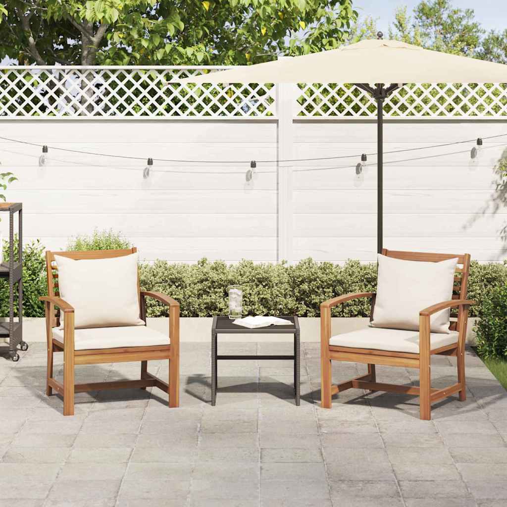 Garden Chairs 2 pcs Natural 60 x 65 x 76.5 cm Solid teak wood
