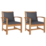 Garden Chairs 2 pcs Natural 60 x 65 x 76.5 cm Solid teak wood