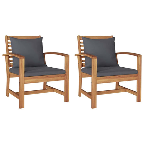 Garden Chairs 2 pcs Natural 60 x 65 x 76.5 cm Solid teak wood