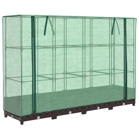 Raised Bed with Greenhouse Cover Rattan Look 160x40x123 cm