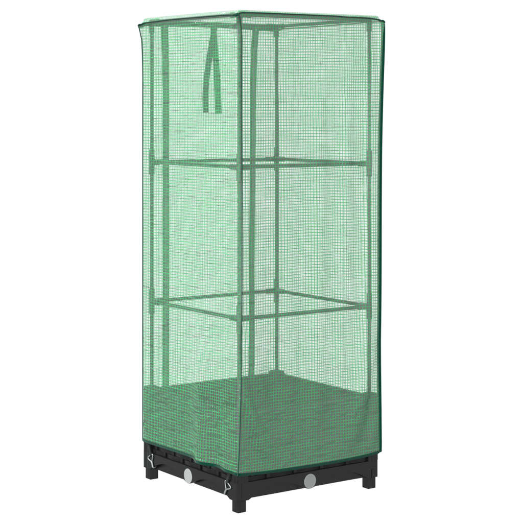 Raised Bed with Greenhouse Cover Rattan Look 40x40x123 cm