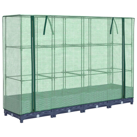 Raised Bed with Greenhouse Cover Rattan Look 160x40x123 cm
