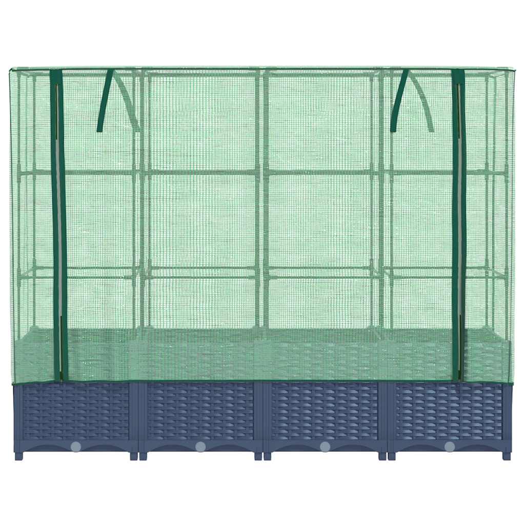 Raised Bed with Greenhouse Cover Rattan Look 160x40x138 cm