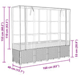 Raised Bed with Greenhouse Cover Rattan Look 160x40x153 cm