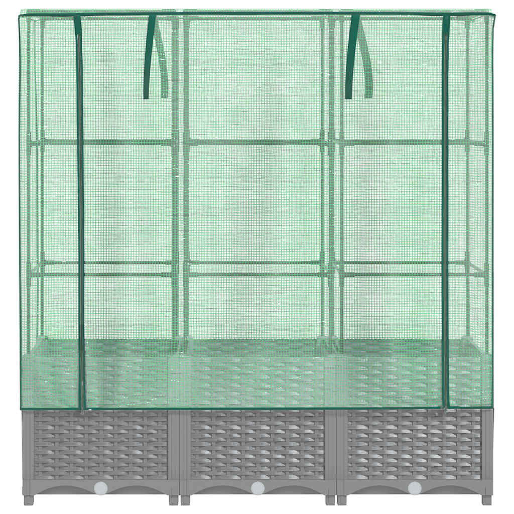 Raised Bed with Greenhouse Cover Rattan Look 120x40x138 cm