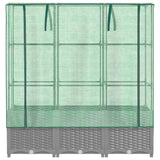 Raised Bed with Greenhouse Cover Rattan Look 120x40x138 cm