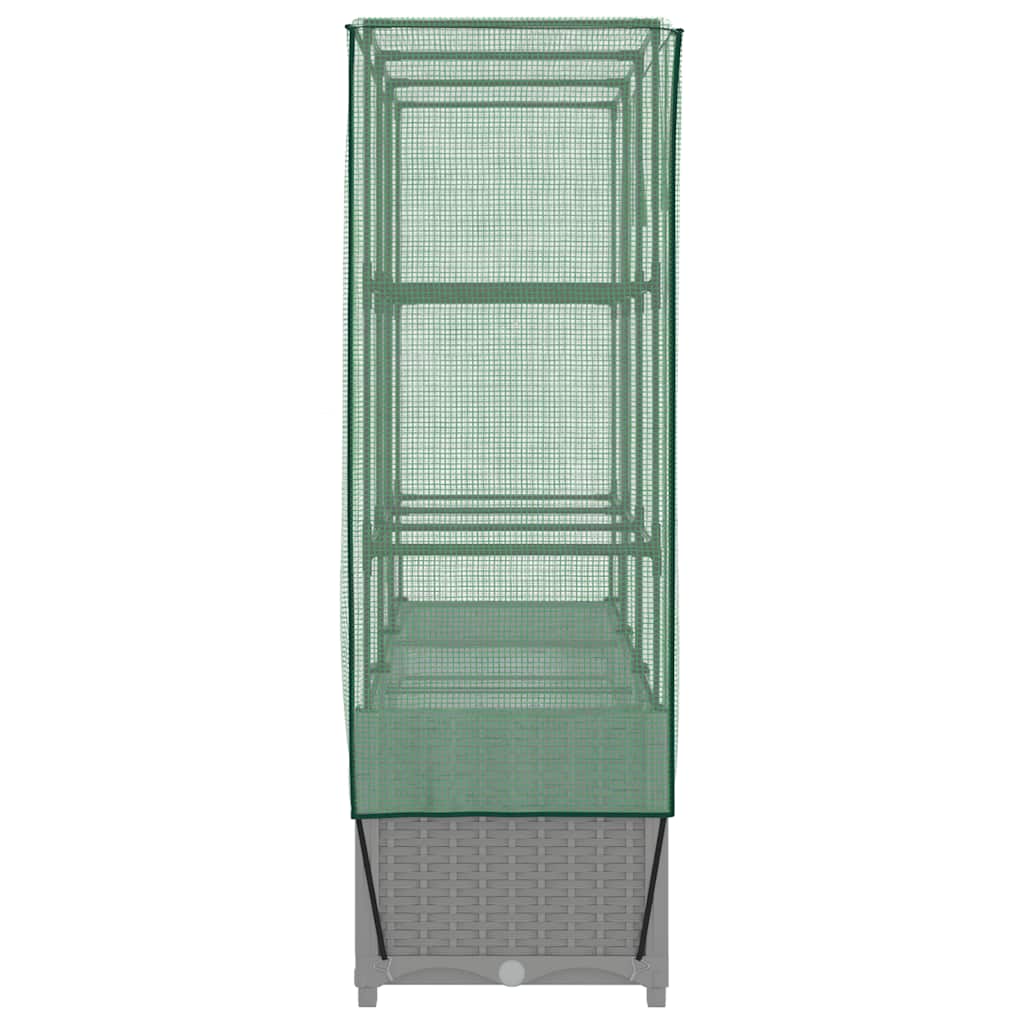 Raised Bed with Greenhouse Cover Rattan Look 120x40x138 cm