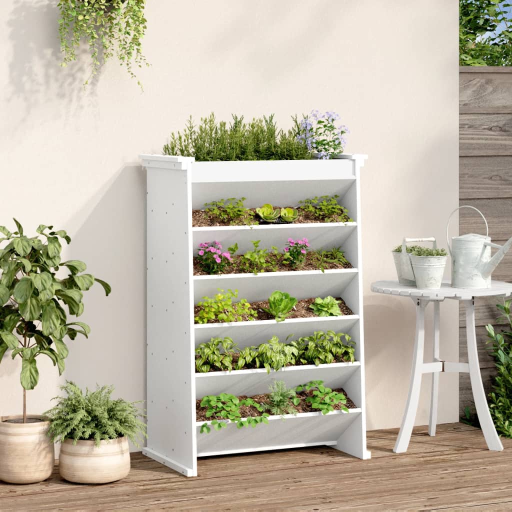 Herb Planter 6-Tier White 69x40x101.5 cm Solid Wood Pine