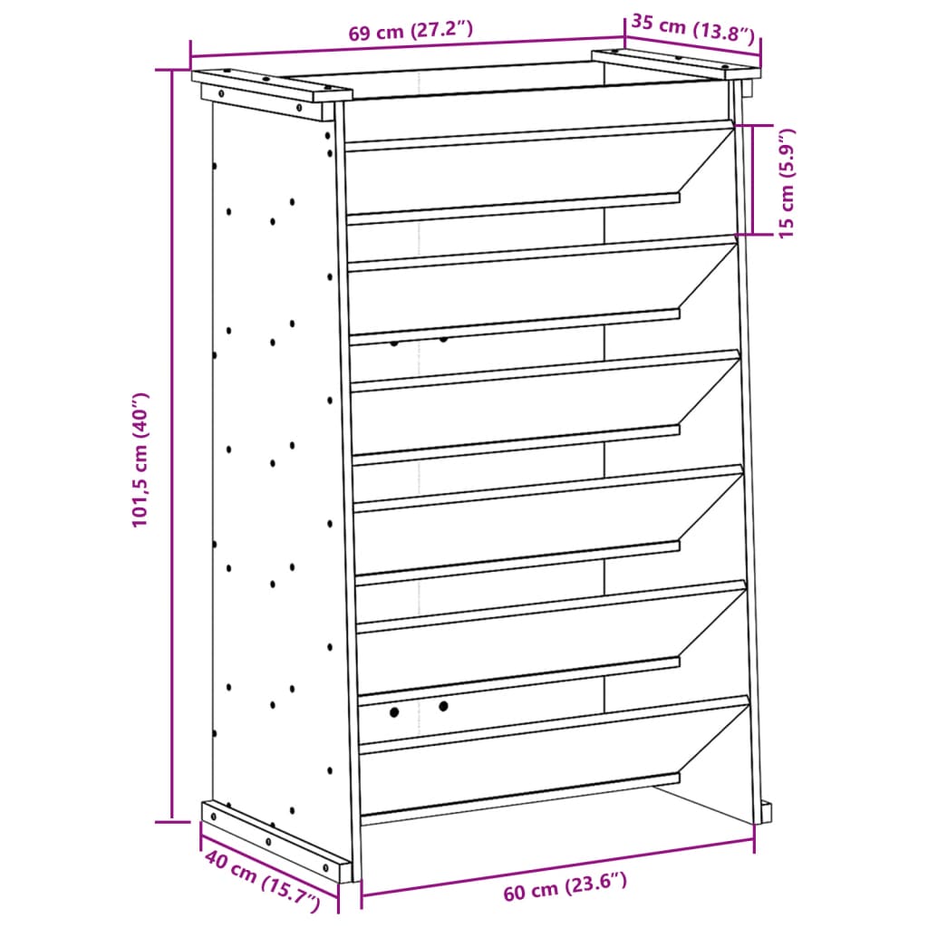 Herb Planter 6-Tier White 69x40x101.5 cm Solid Wood Pine