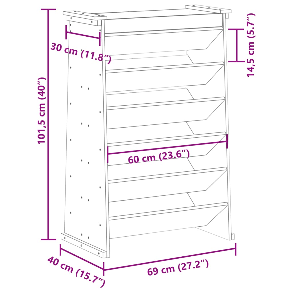 Herb Planter 6-Tier White 69x40x101.5 cm Solid Wood Pine