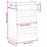 Herb Planter 6-Tier White 69x40x101.5 cm Solid Wood Pine