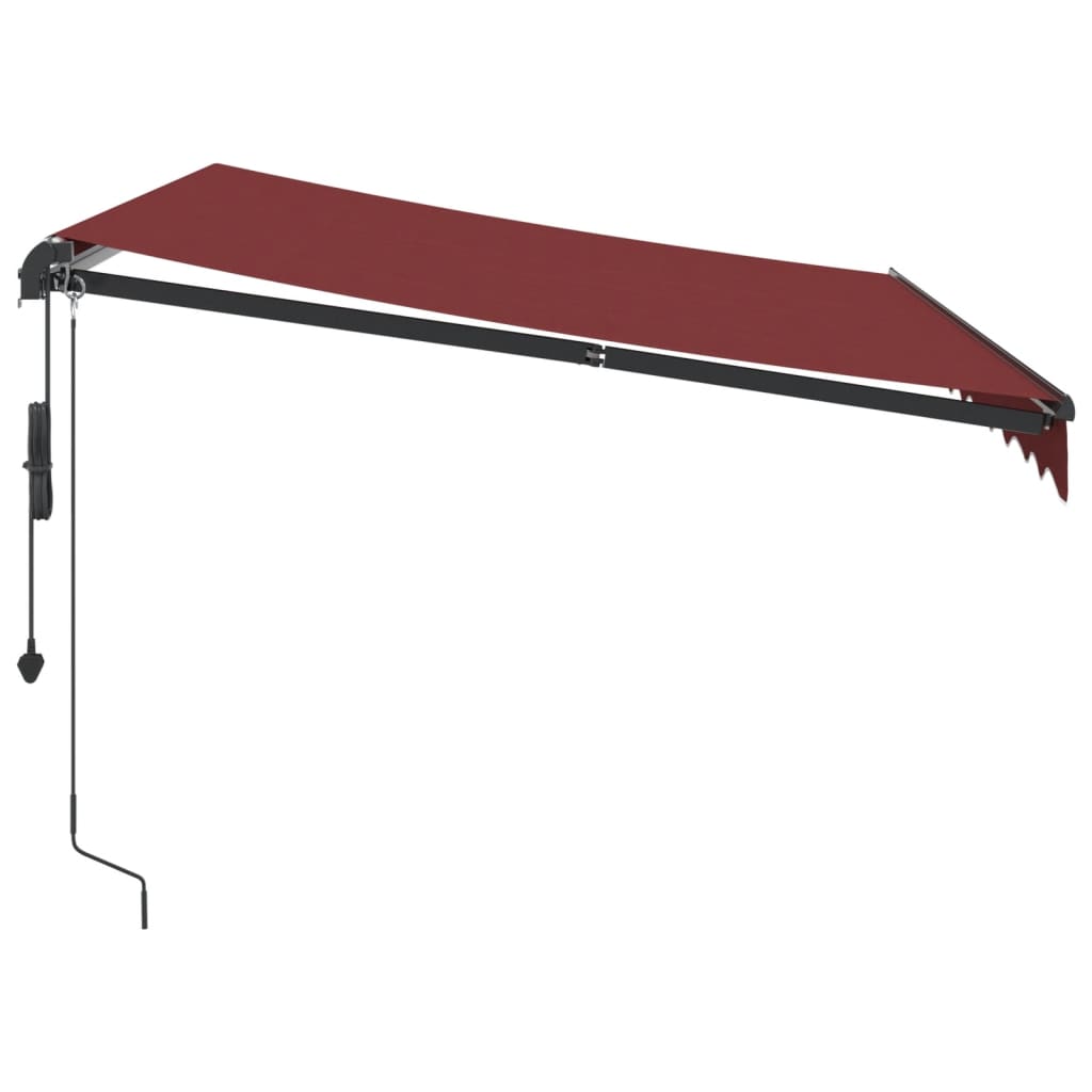 Automatic Retractable Awning with LEDs Burgundy 300x250 cm