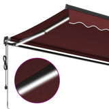 Automatic Retractable Awning with LEDs Burgundy 300x250 cm