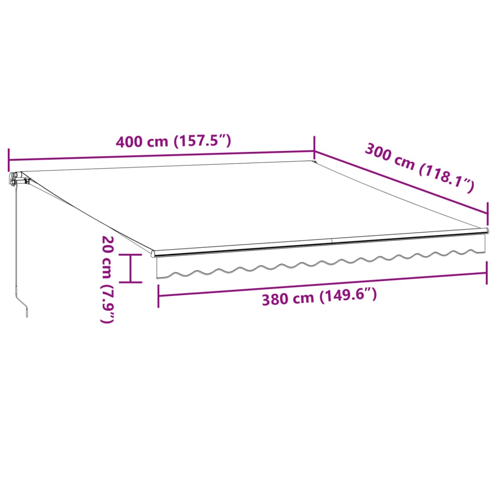 Manual Retractable Awning Burgundy 400x300 cm