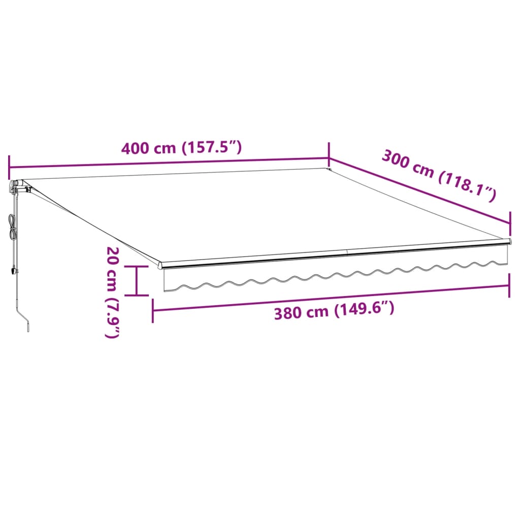 Automatic Retractable Awning Burgundy 400x300 cm