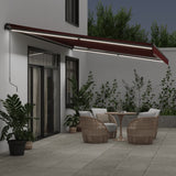 Manual Retractable Awning with LEDs Burgundy 500x300 cm