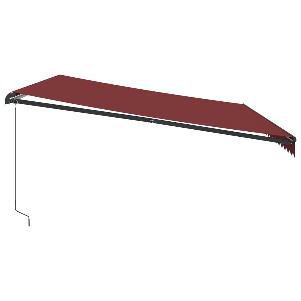 Manual Retractable Awning with LEDs Burgundy 500x300 cm