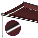 Manual Retractable Awning with LEDs Burgundy 600x300 cm