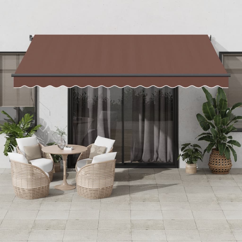 Manual Retractable Awning with LEDs Brown 400x300 cm