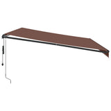 Automatic Retractable Awning with LEDs Brown 500x300 cm