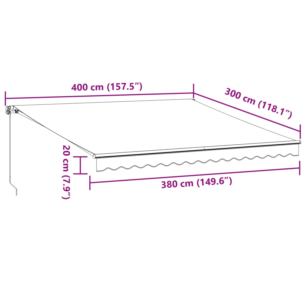 Manual Retractable Awning Anthracite and White 400x300 cm