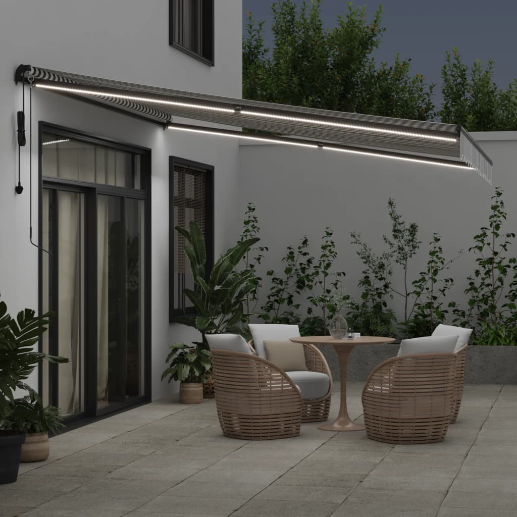 Automatic Retractable Awning with LEDs Anthracite&White 400x300 cm