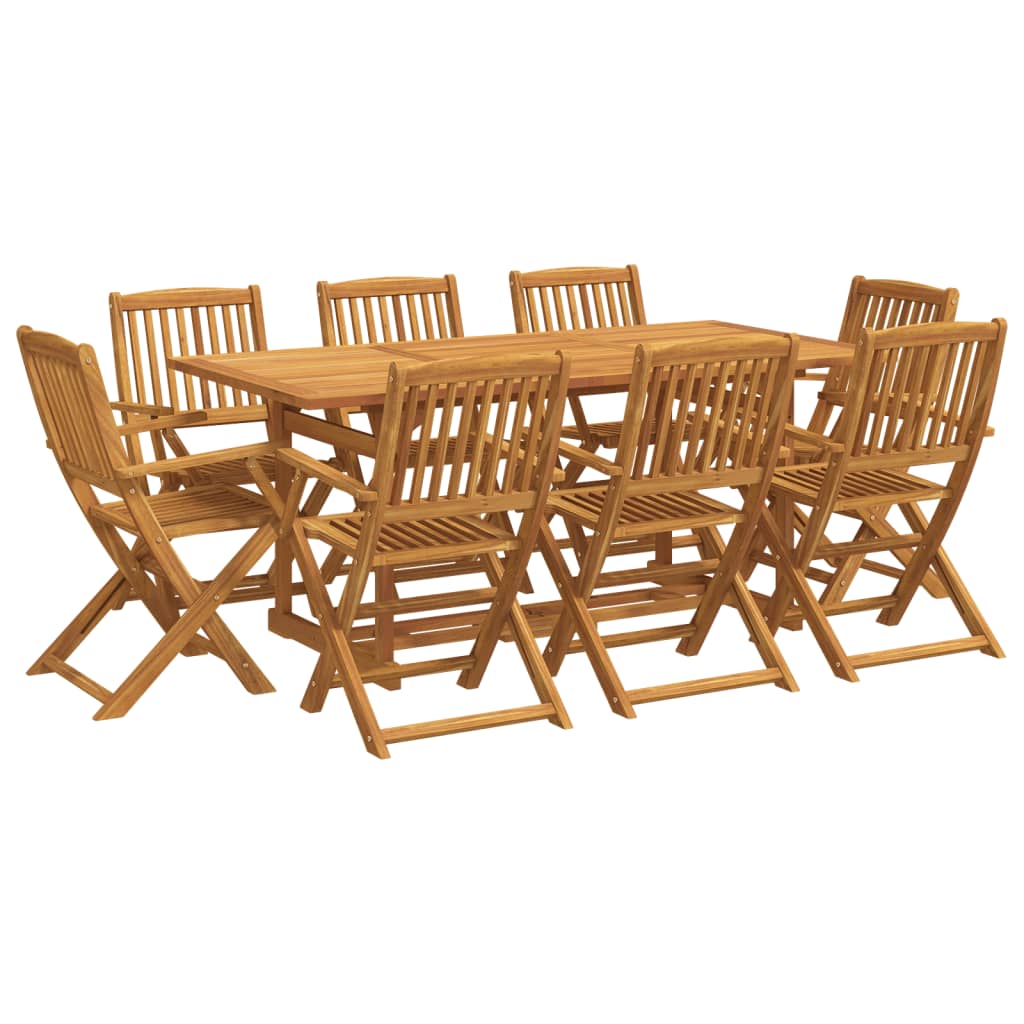 9 Piece Garden Dining Set 180x90x75 cm Solid Wood Acacia