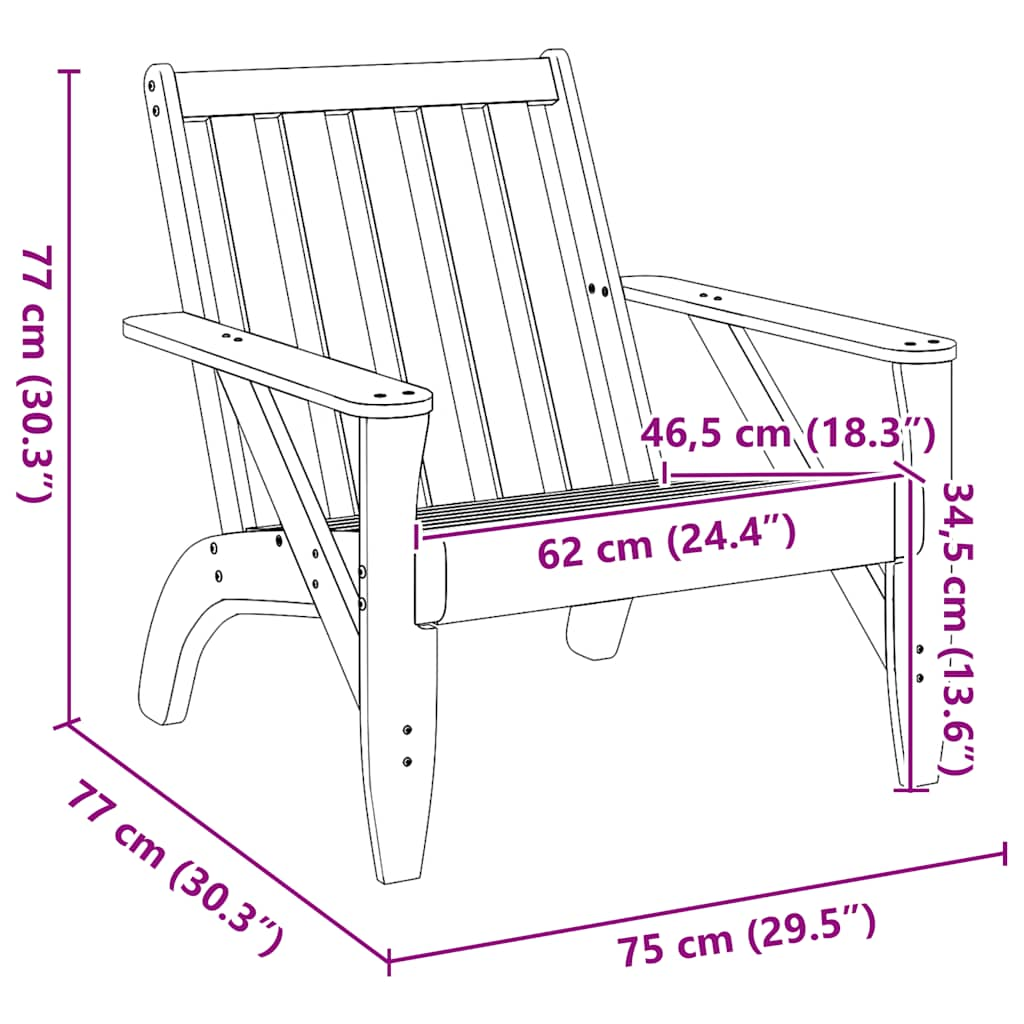 Garden Adirondack Chair 75x77x77 cm Solid Wood Douglas