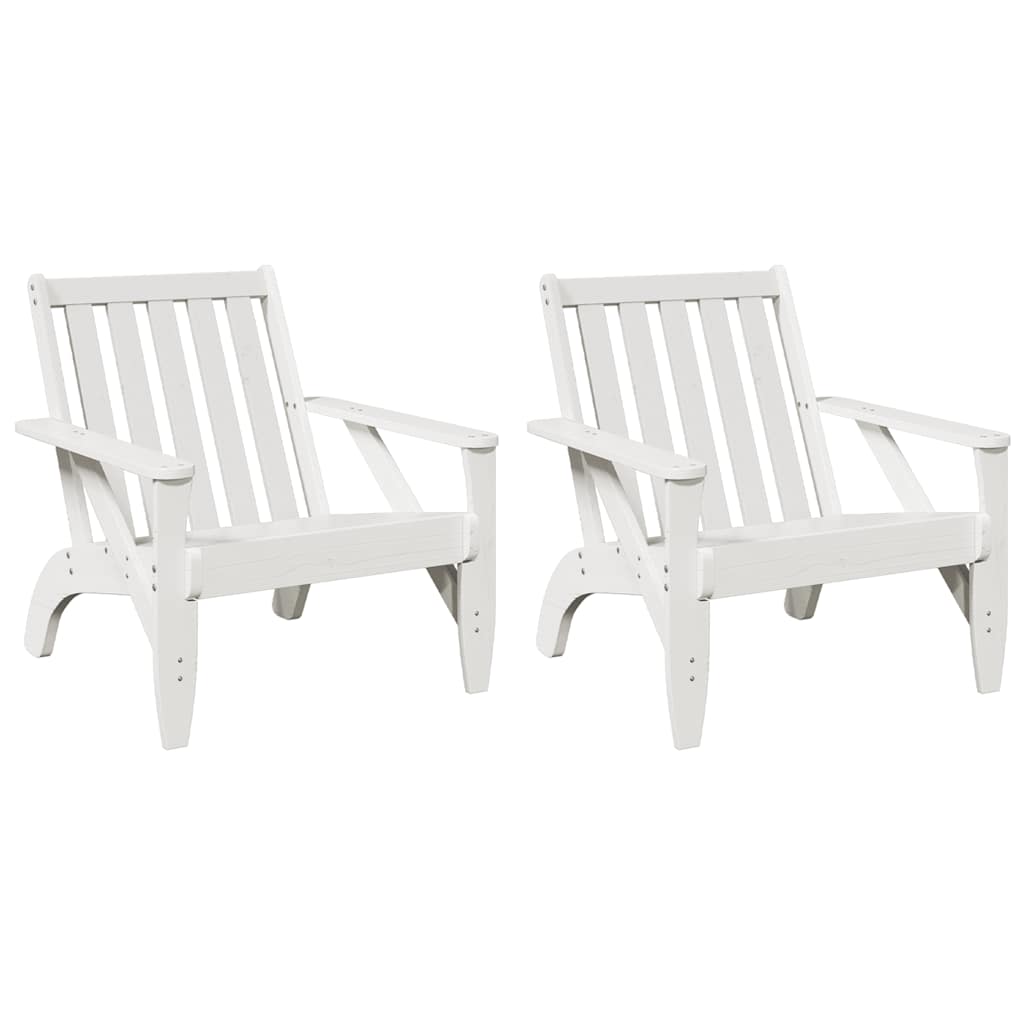 Garden Adirondack Chairs 2 pcs White 75x77x77 cm Solid Wood Pine