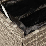 Garden Storage Box with Wheels Grey 110x55x73 cm Poly Rattan