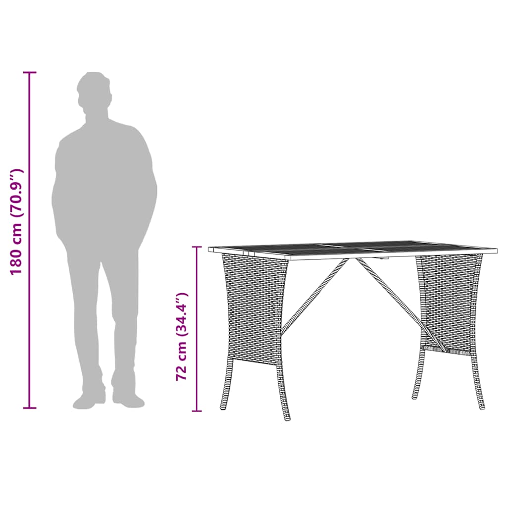 Garden Table with Acacia Wood Top Black 105x75x72 cm Poly Rattan