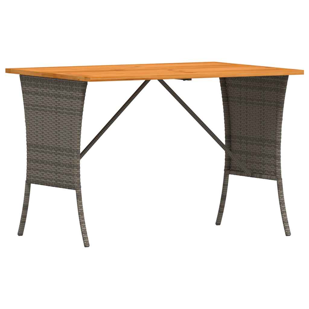 Garden Table with Acacia Wood Top Grey 105x75x72 cm Poly Rattan