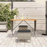 Garden Table with Acacia Wood Top Grey 105x75x72 cm Poly Rattan