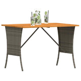 Garden Table with Acacia Wood Top Grey 105x75x72 cm Poly Rattan