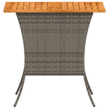 Garden Table with Acacia Wood Top Grey 105x75x72 cm Poly Rattan