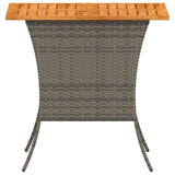 Garden Table with Acacia Wood Top Grey 105x75x72 cm Poly Rattan