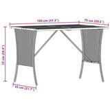Garden Table with Acacia Wood Top Grey 105x75x72 cm Poly Rattan