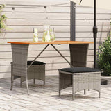 Garden Table with Acacia Wood Top Grey 105x75x72 cm Poly Rattan