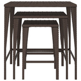 Garden Nesting Tables 3 pcs Brown Poly Rattan