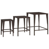 Garden Nesting Tables 3 pcs Brown Poly Rattan