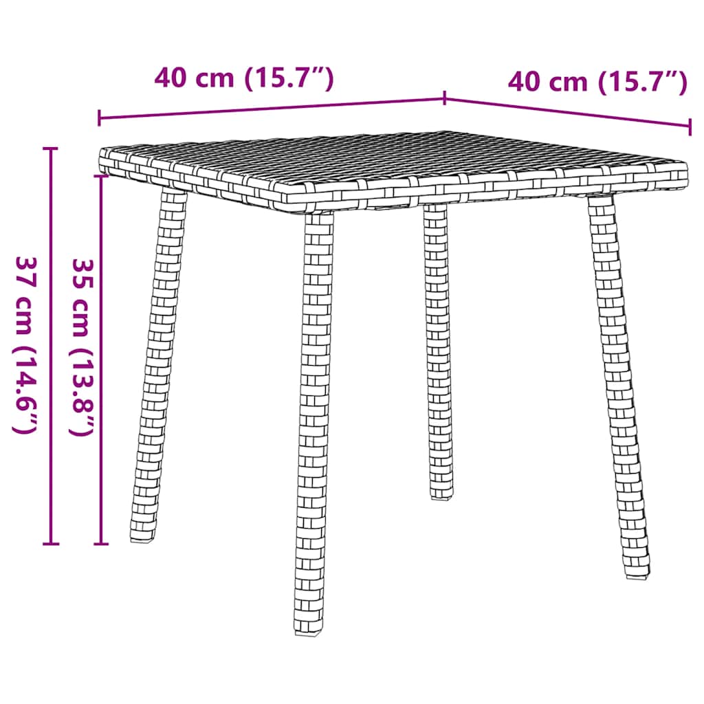 Garden Coffee Table Rectangular Black 40x40x37 cm Poly Rattan