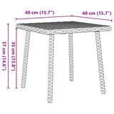Garden Coffee Table Rectangular Black 40x40x37 cm Poly Rattan
