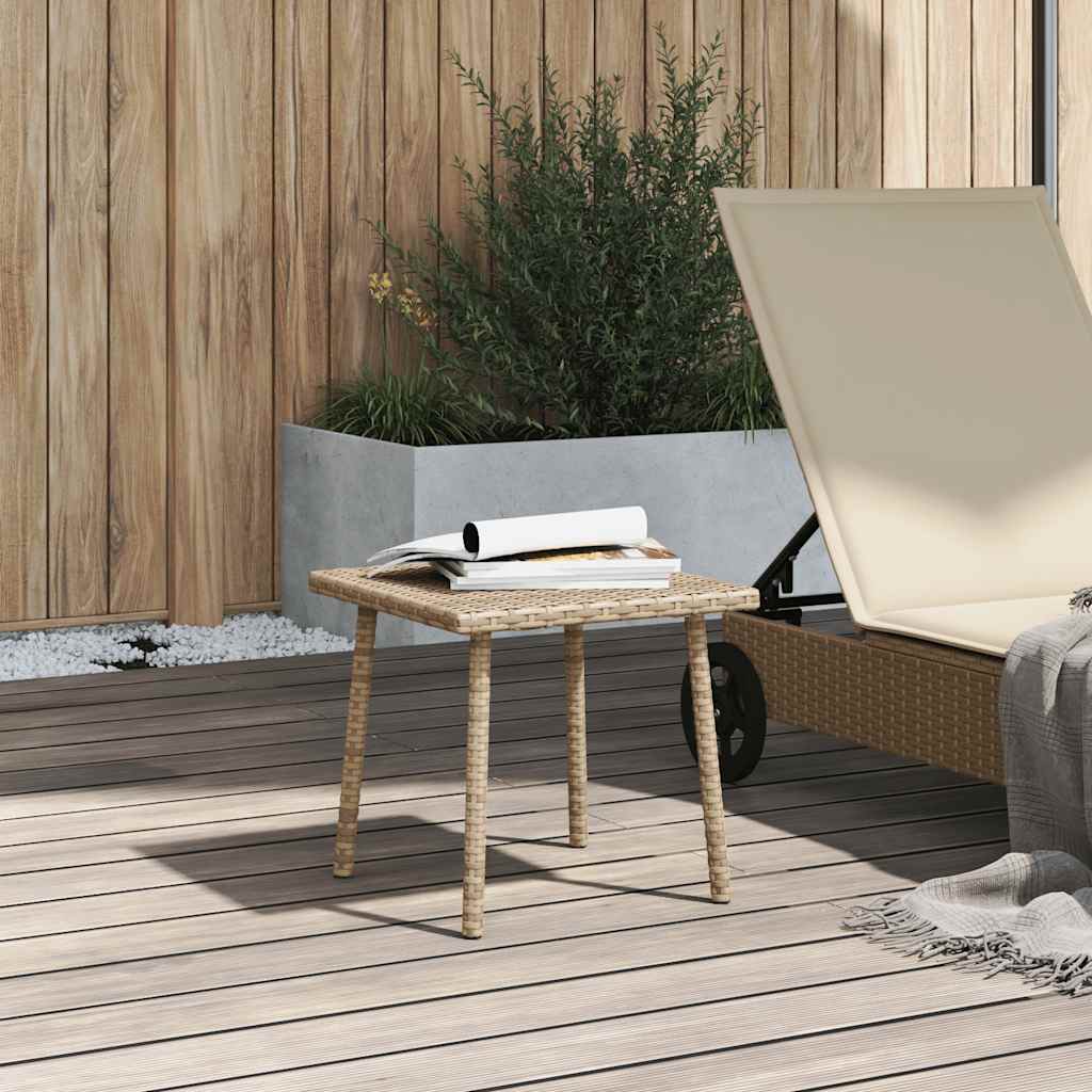 Garden Coffee Table Rectangular Beige 40x40x37 cm Poly Rattan