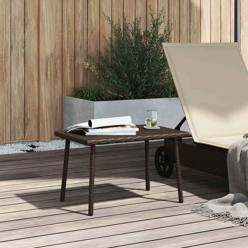Garden Coffee Table Rectangular Brown 60x40x37 cm Poly Rattan