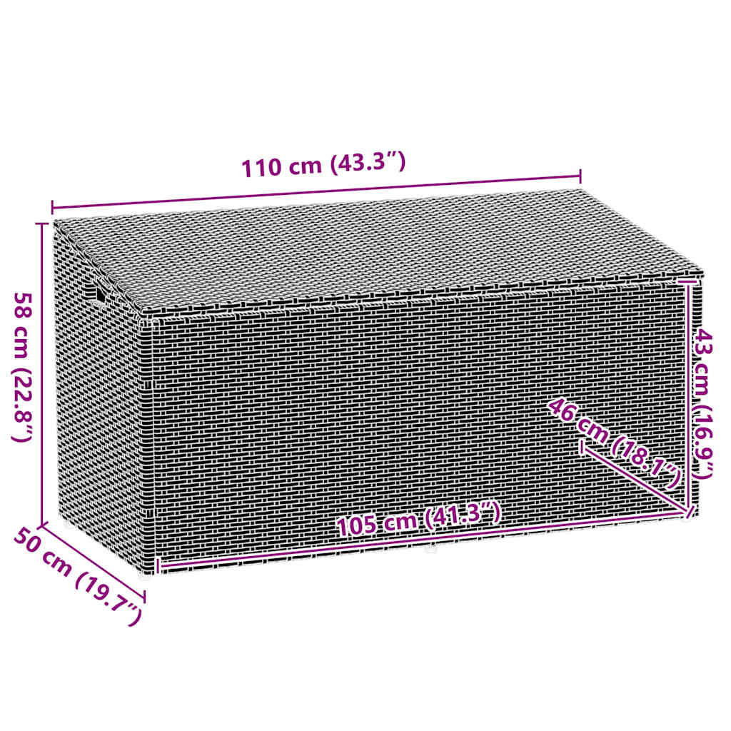 Garden Storage Box Brown 110x50x58 cm Poly Rattan